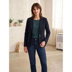 Single Button Knit Kinly Midnight Navy Cotton Blazer Size S Small